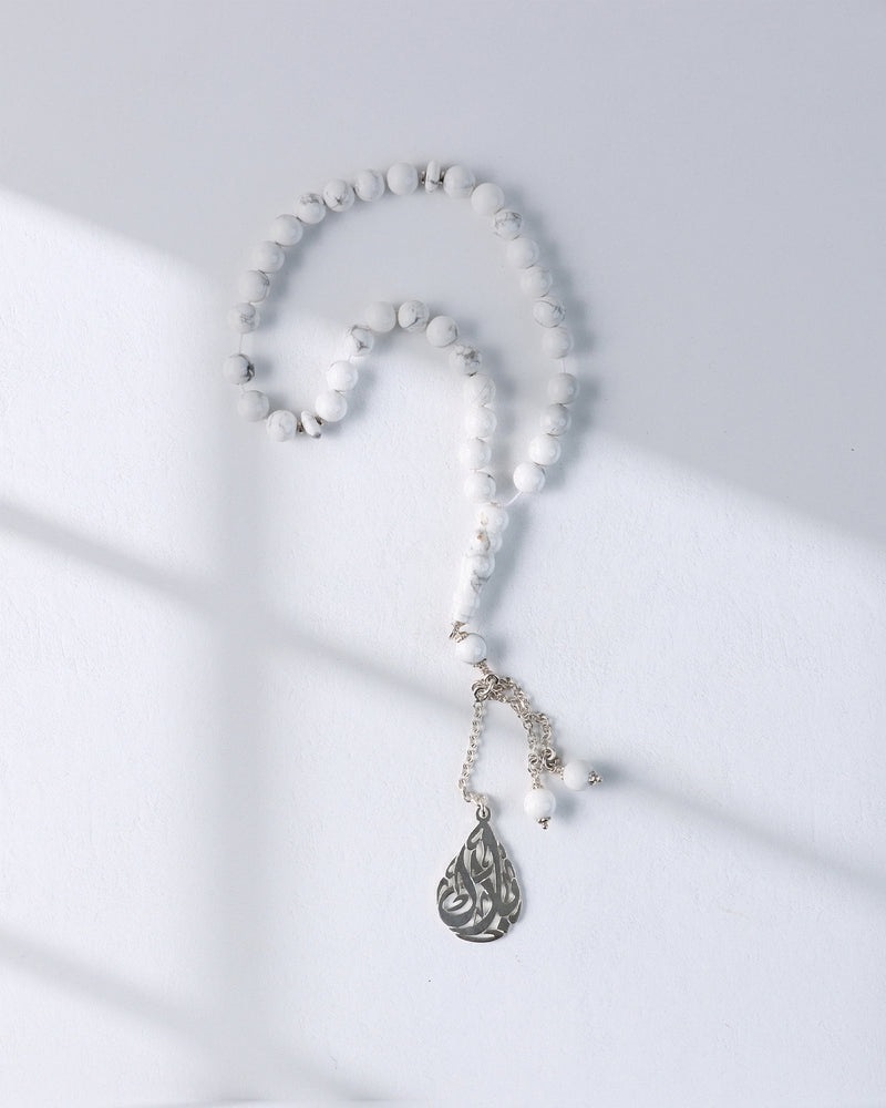 Masbaha Italian Silver- White Beads