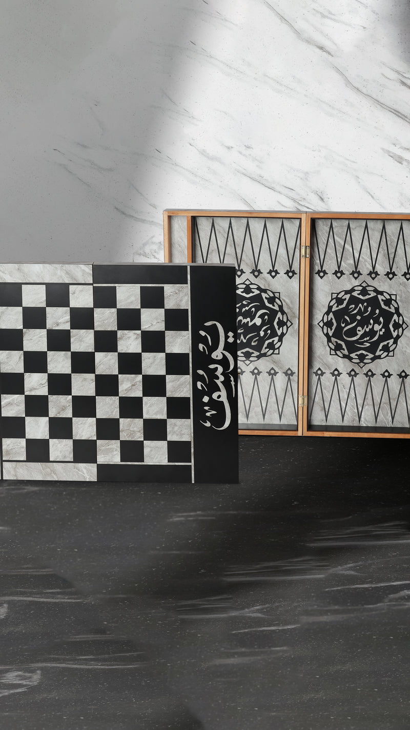 Backgammon Board Double Sided - Marble